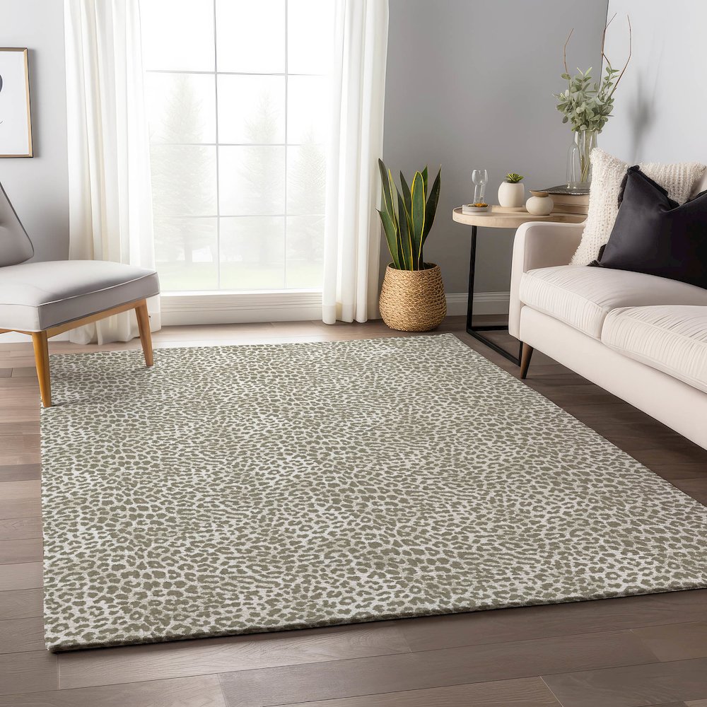 Premium Machine Washable Mayfield  Taupe 5' x 7'6" Rug. Picture 5