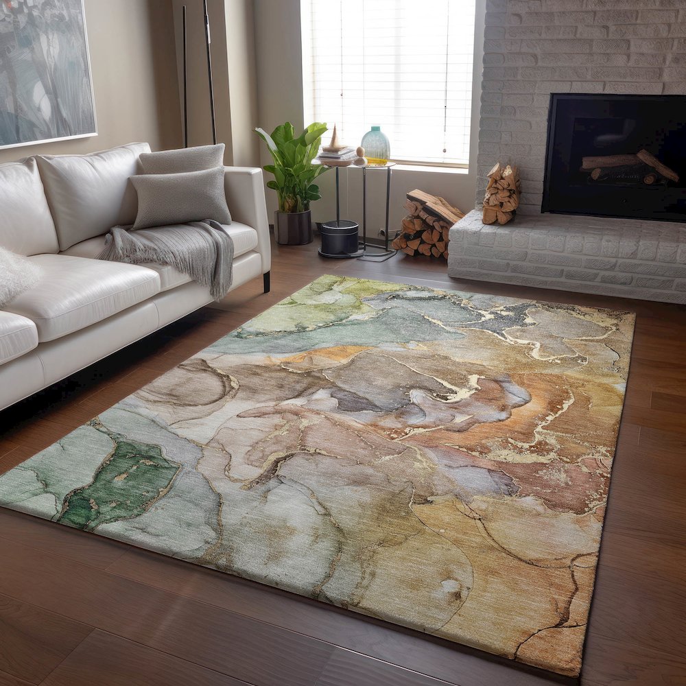 Premium Machine Washable Mayfield  Beige 5' x 7'6" Rug. Picture 6