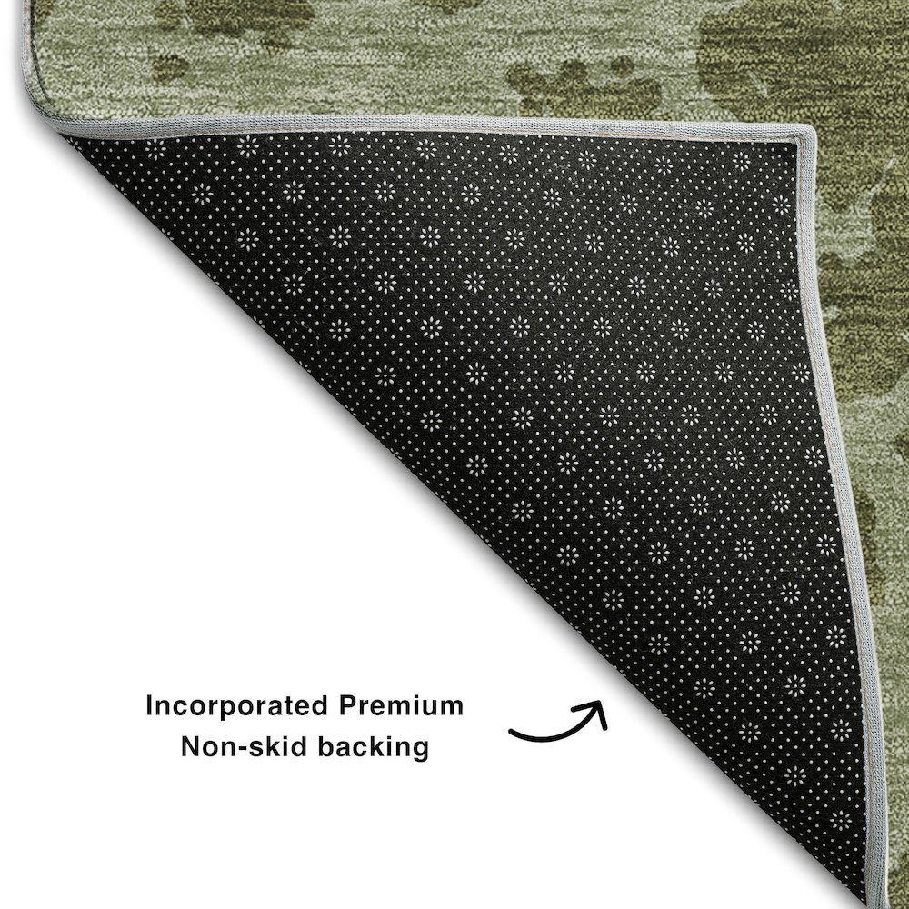 Premium Machine Washable Mayfield  Olive 2'6" x 3'10" Rug. Picture 2
