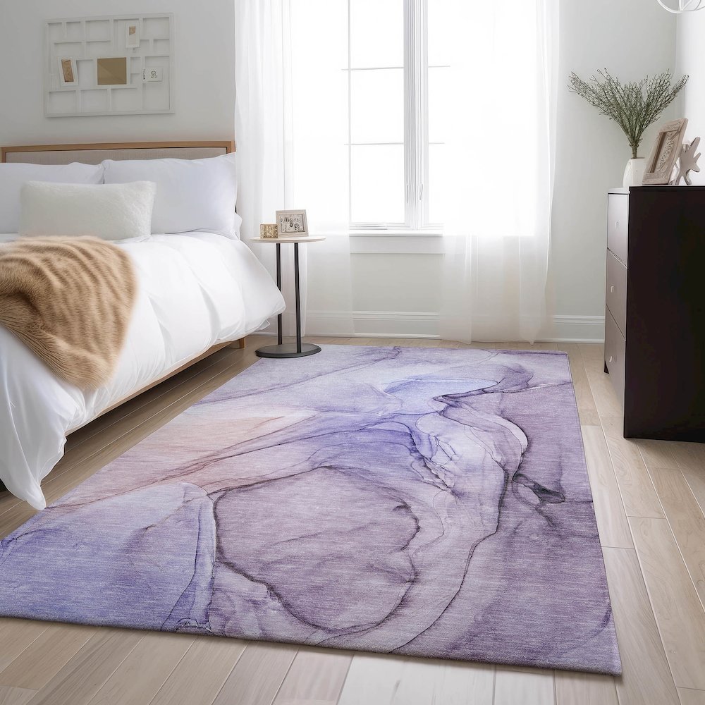 Premium Machine Washable Mayfield  Purple 5' x 7'6" Rug. Picture 5