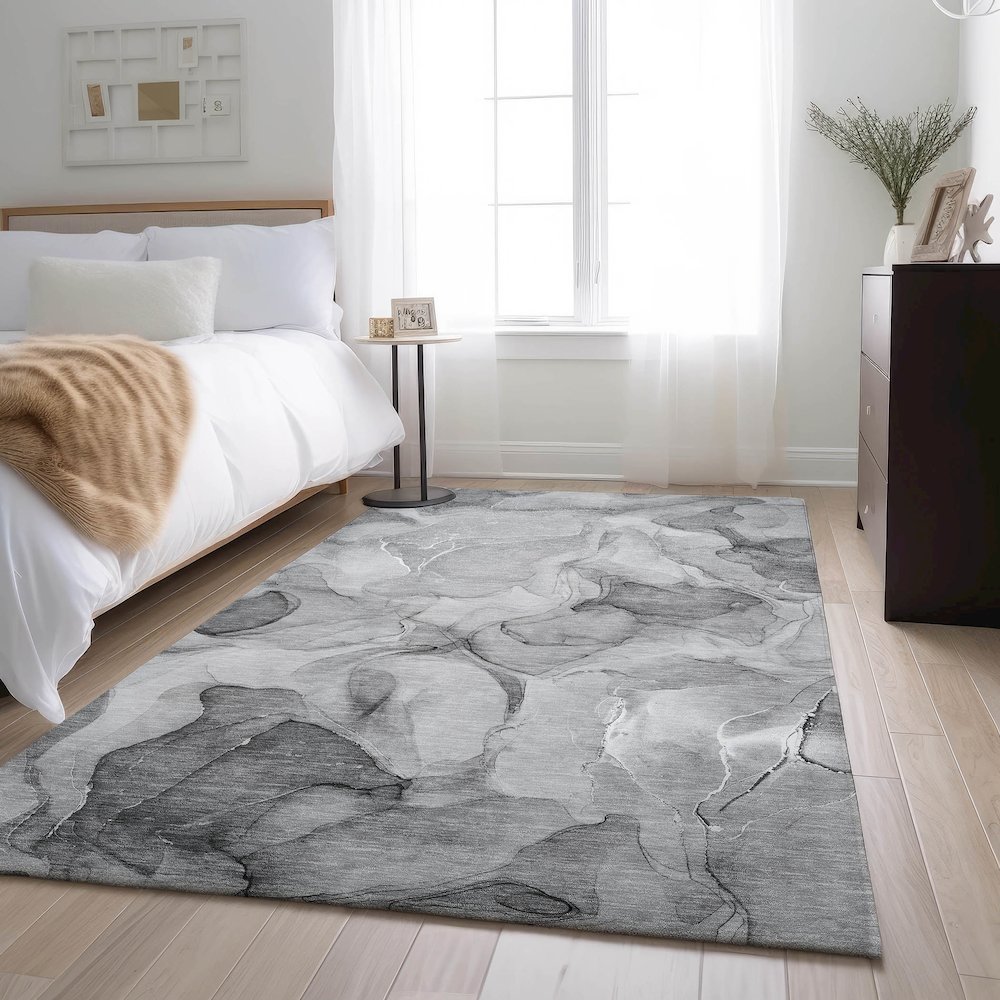 Premium Machine Washable Mayfield  Gray 5' x 7'6" Rug. Picture 5