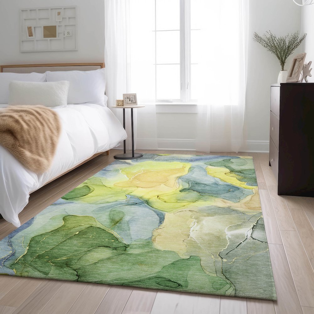 Premium Machine Washable Mayfield  Yellow 5' x 7'6" Rug. Picture 5