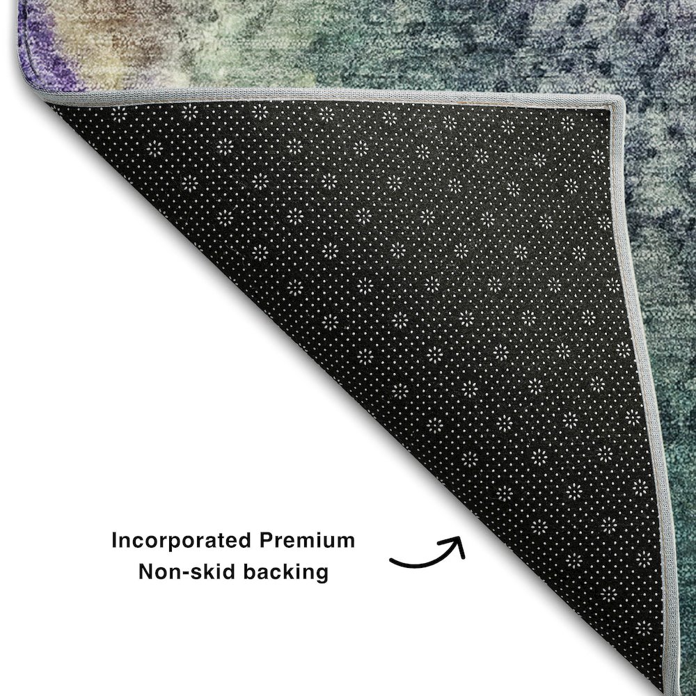 Premium Machine Washable Mayfield  Blue 2'6" x 3'10" Rug. Picture 2