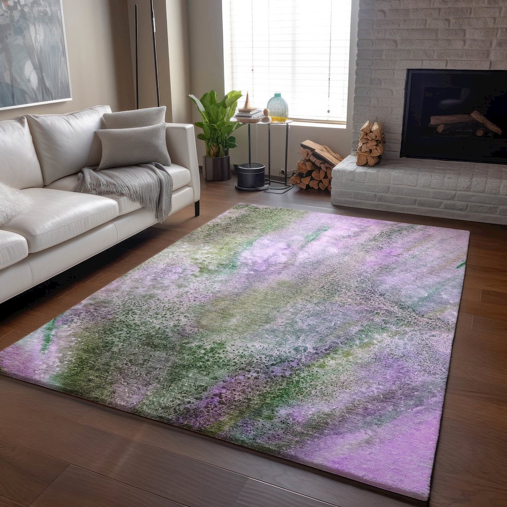 Premium Machine Washable Mayfield  Purple 5' x 7'6" Rug. Picture 6