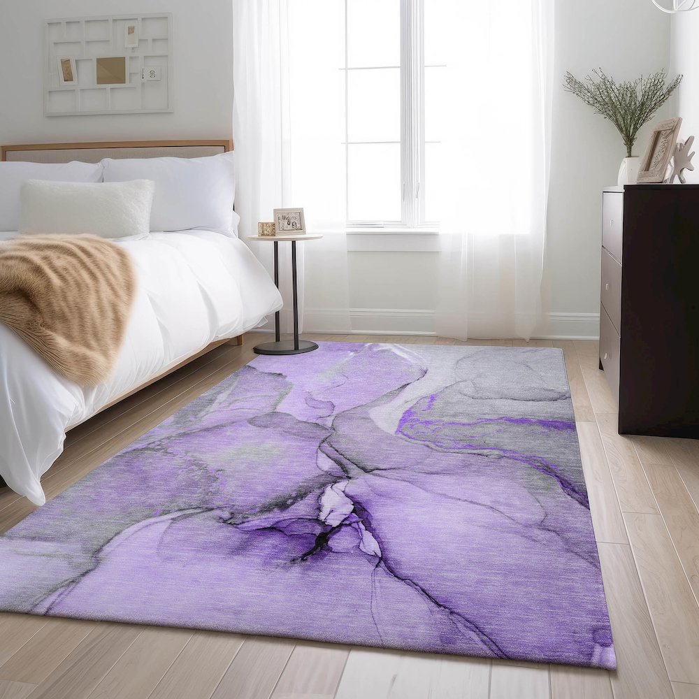 Premium Machine Washable Mayfield  Purple 5' x 7'6" Rug. Picture 5