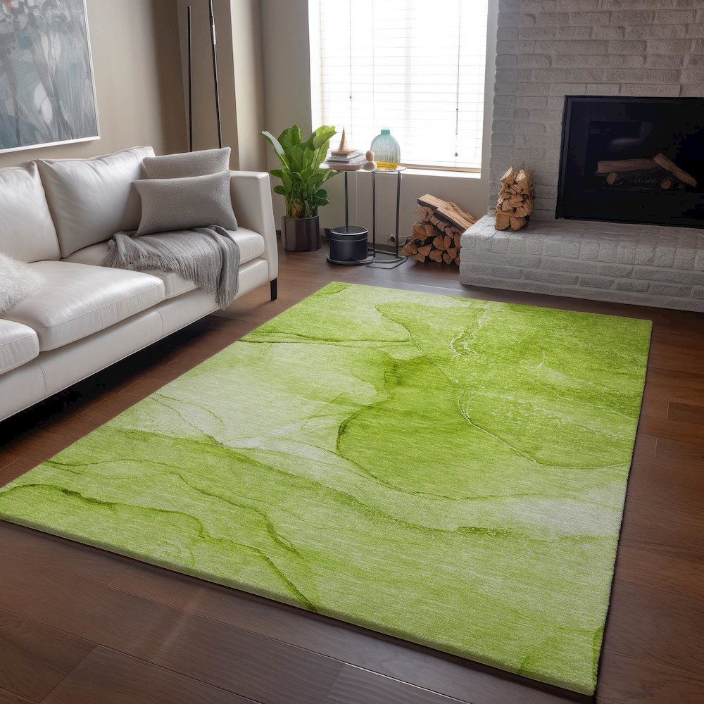 Premium Machine Washable Mayfield  Green 5' x 7'6" Rug. Picture 6