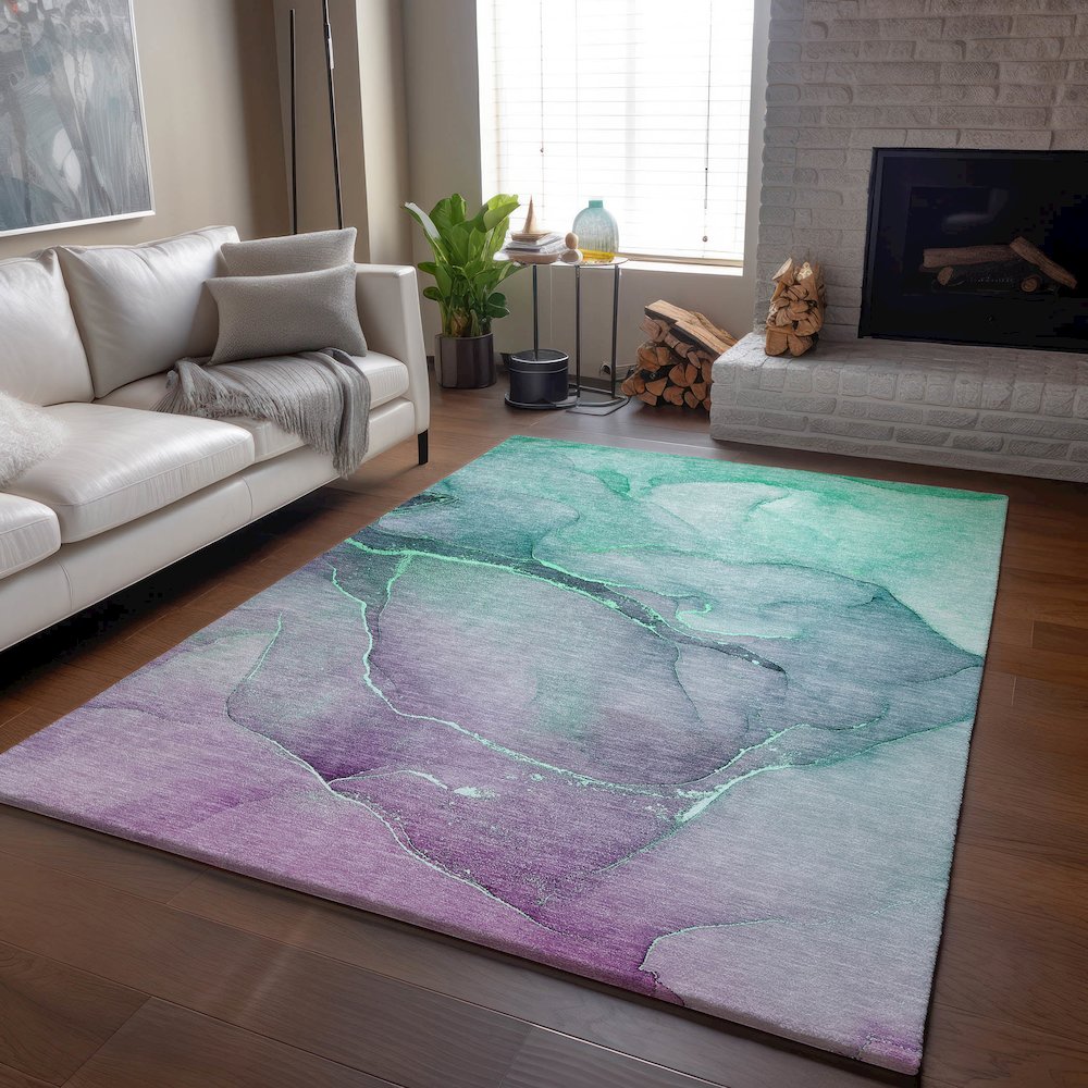 Premium Machine Washable Mayfield  Aloe 5' x 7'6" Rug. Picture 6