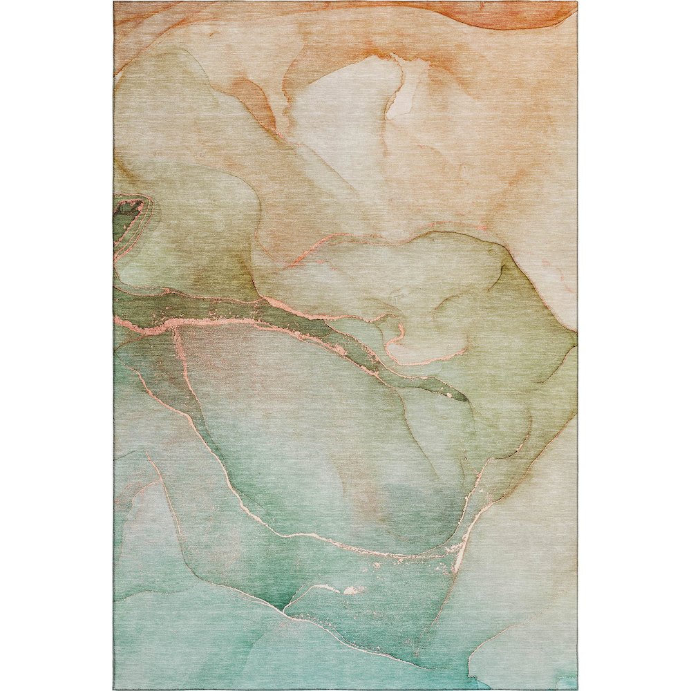 Premium Machine Washable Mayfield  Teal 5' x 7'6" Rug. Picture 1