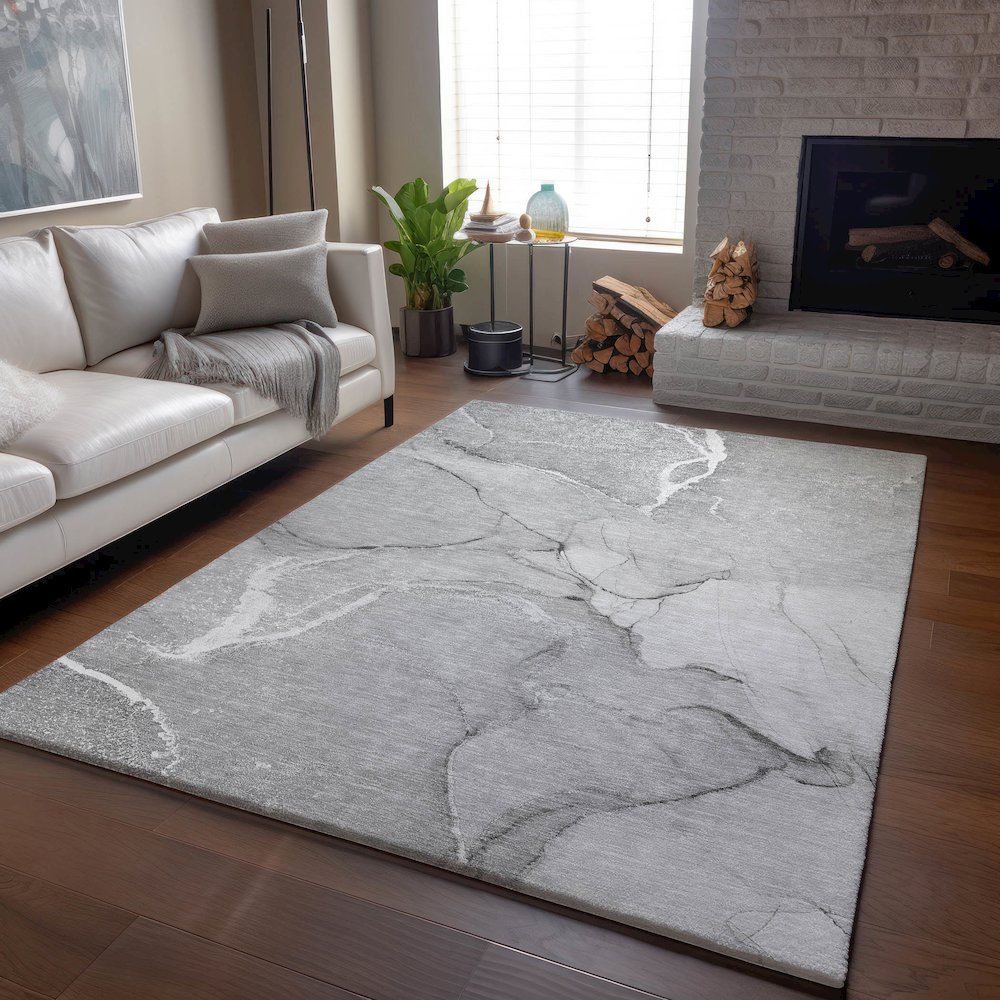 Premium Machine Washable Mayfield  Gray 5' x 7'6" Rug. Picture 6