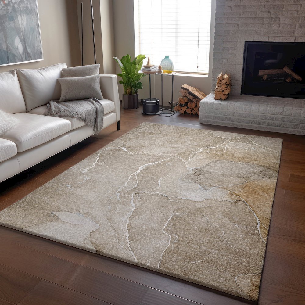 Premium Machine Washable Mayfield  Beige 5' x 7'6" Rug. Picture 6