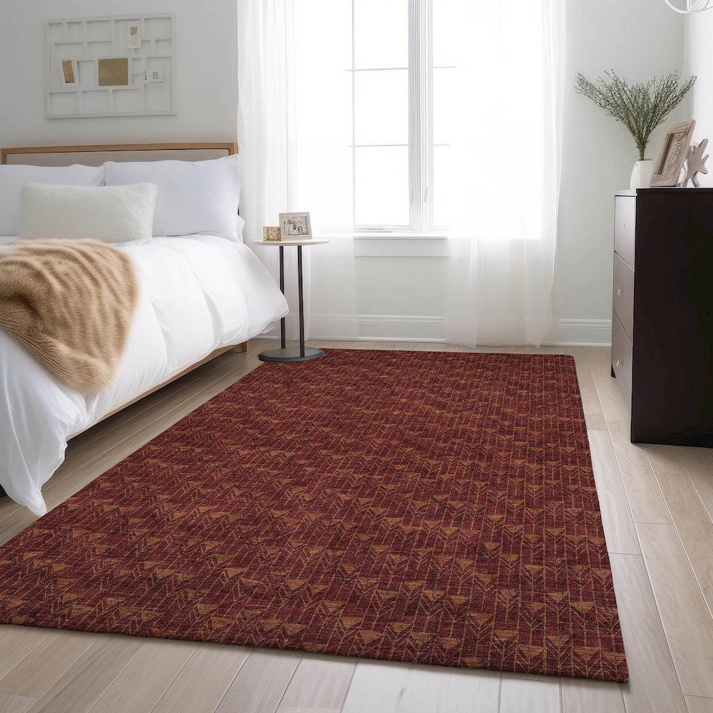 Premium Machine Washable Mayfield  Burgundy 5' x 7'6" Rug. Picture 5