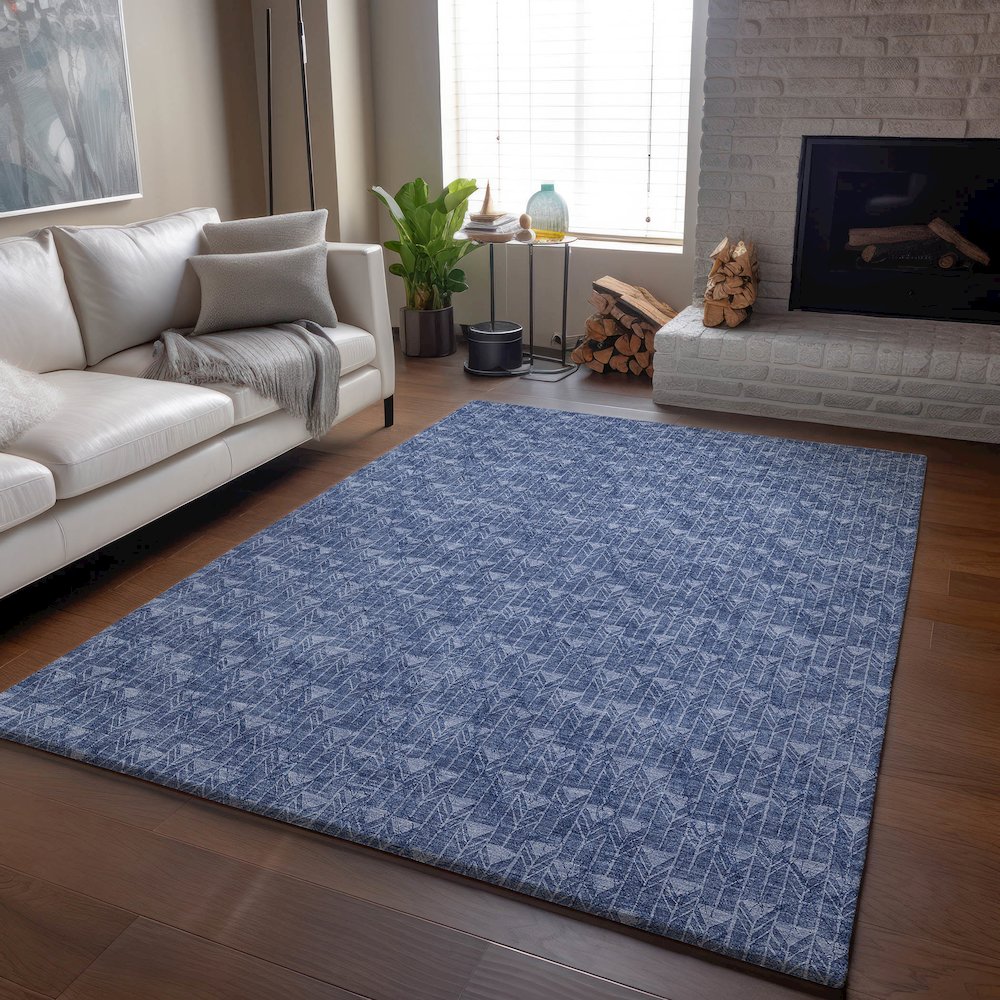 Premium Machine Washable Mayfield  Navy 5' x 7'6" Rug. Picture 6