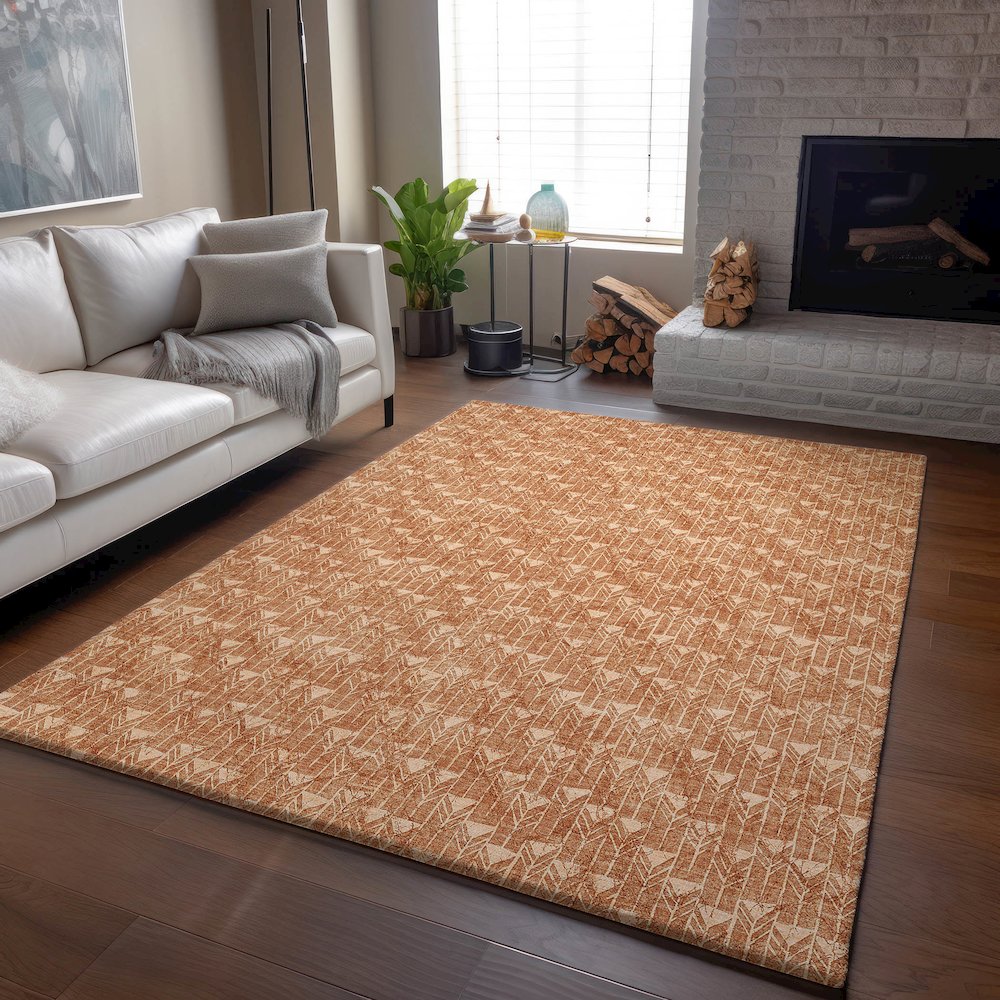 Premium Machine Washable Mayfield  Salmon 5' x 7'6" Rug. Picture 6