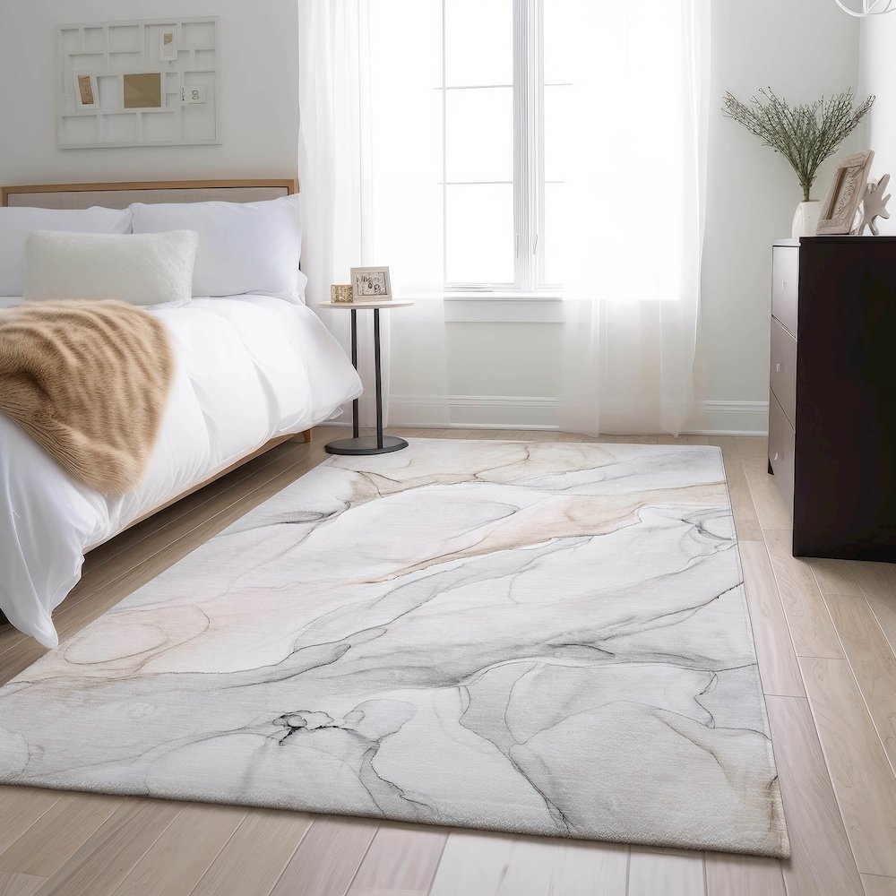 Premium Machine Washable Mayfield  Ivory 5' x 7'6" Rug. Picture 5