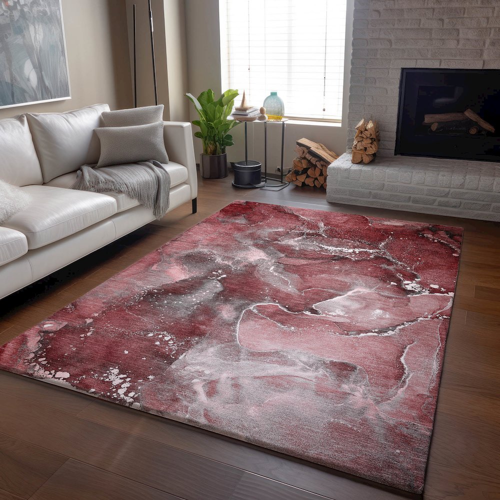 Premium Machine Washable Mayfield  Merlot 5' x 7'6" Rug. Picture 6