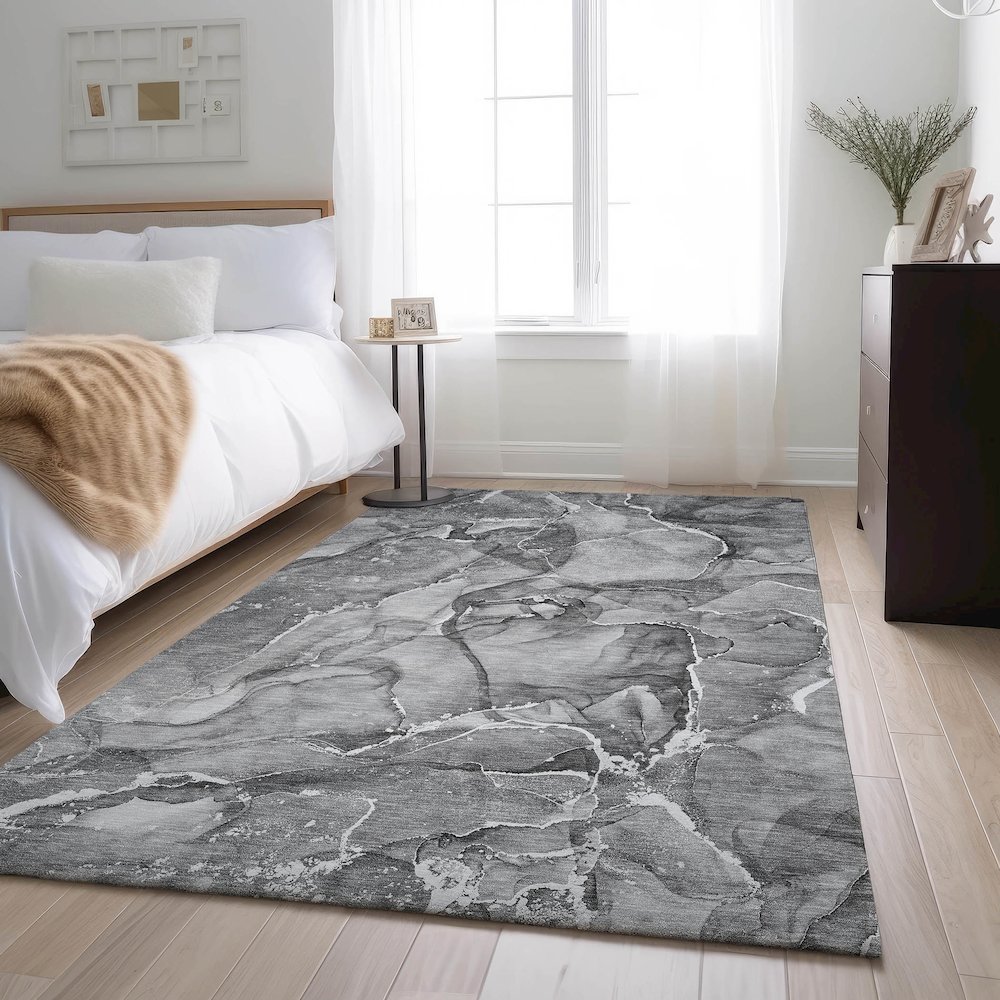 Premium Machine Washable Mayfield  Pewter 5' x 7'6" Rug. Picture 5