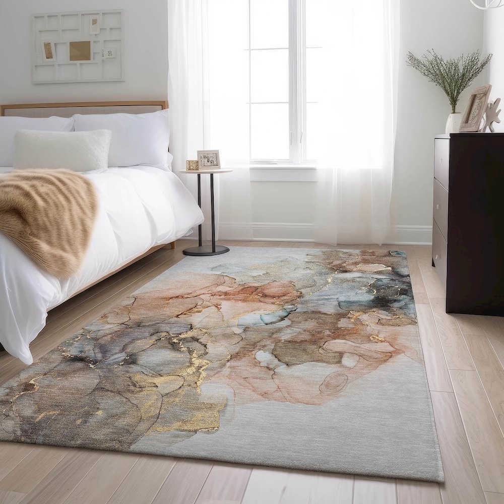 Premium Machine Washable Mayfield  Beige 5' x 7'6" Rug. Picture 5