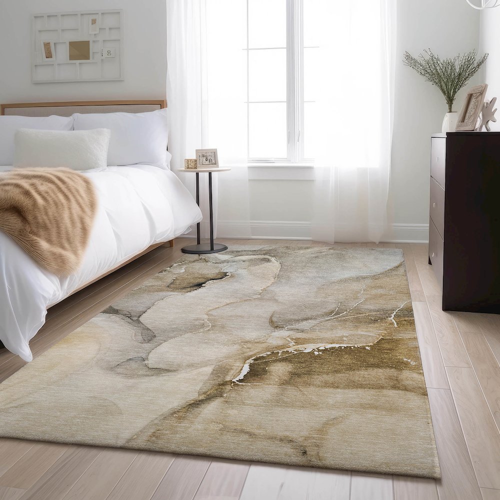 Premium Machine Washable Mayfield  Beige 5' x 7'6" Rug. Picture 5