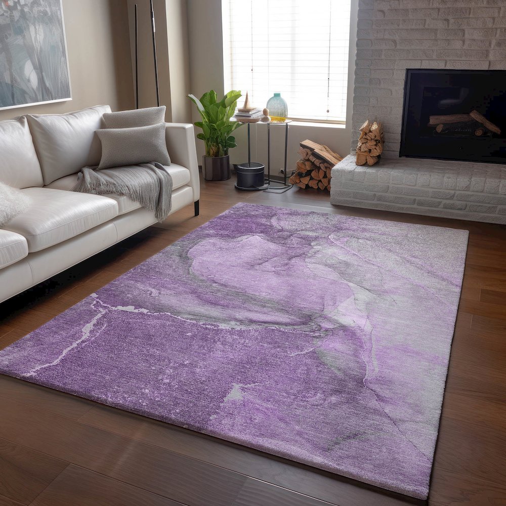 Premium Machine Washable Mayfield  Lilac 5' x 7'6" Rug. Picture 6