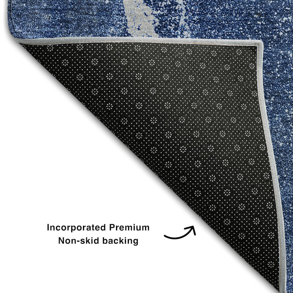 Premium Machine Washable Mayfield  Navy 2'6" x 3'10" Rug. Picture 2