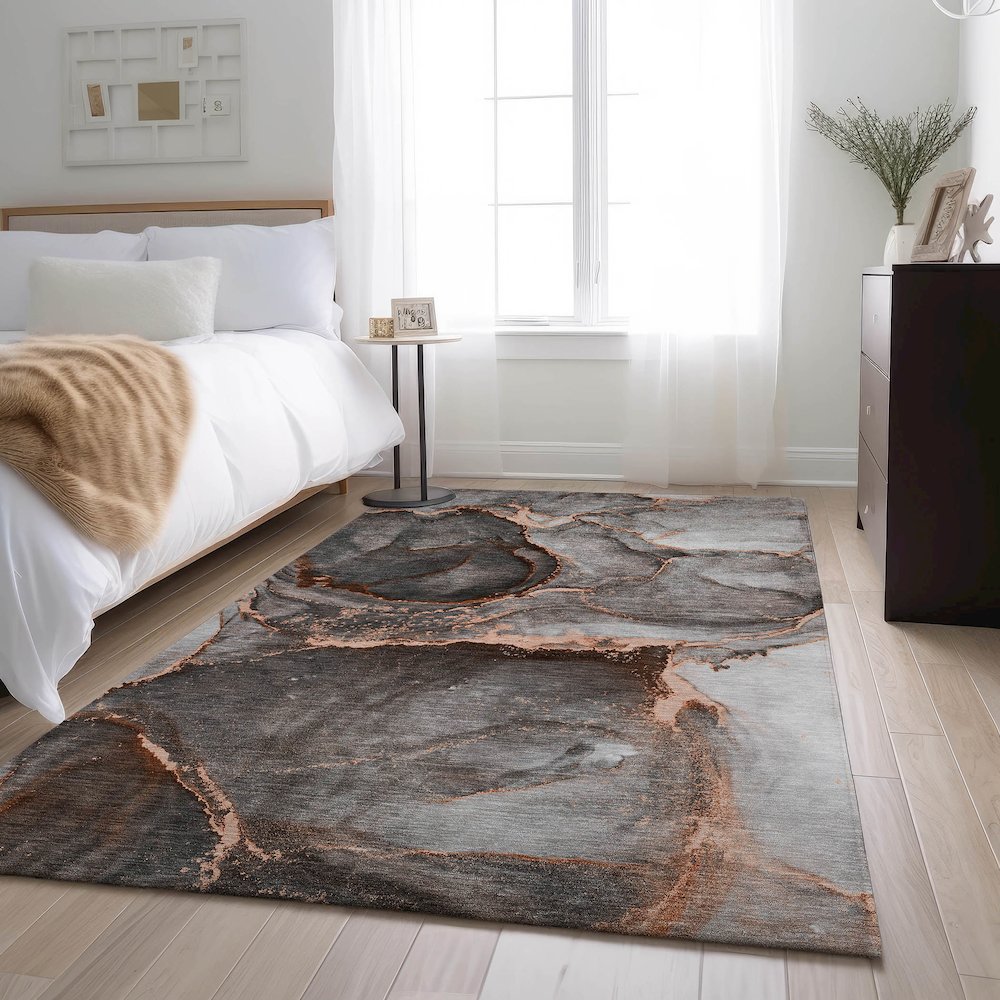 Premium Machine Washable Mayfield  Peach 5' x 7'6" Rug. Picture 5