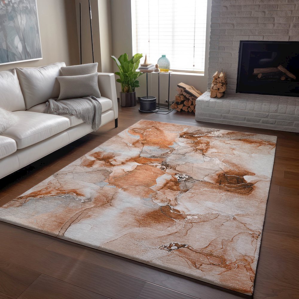 Premium Machine Washable Mayfield  Paprika 5' x 7'6" Rug. Picture 6