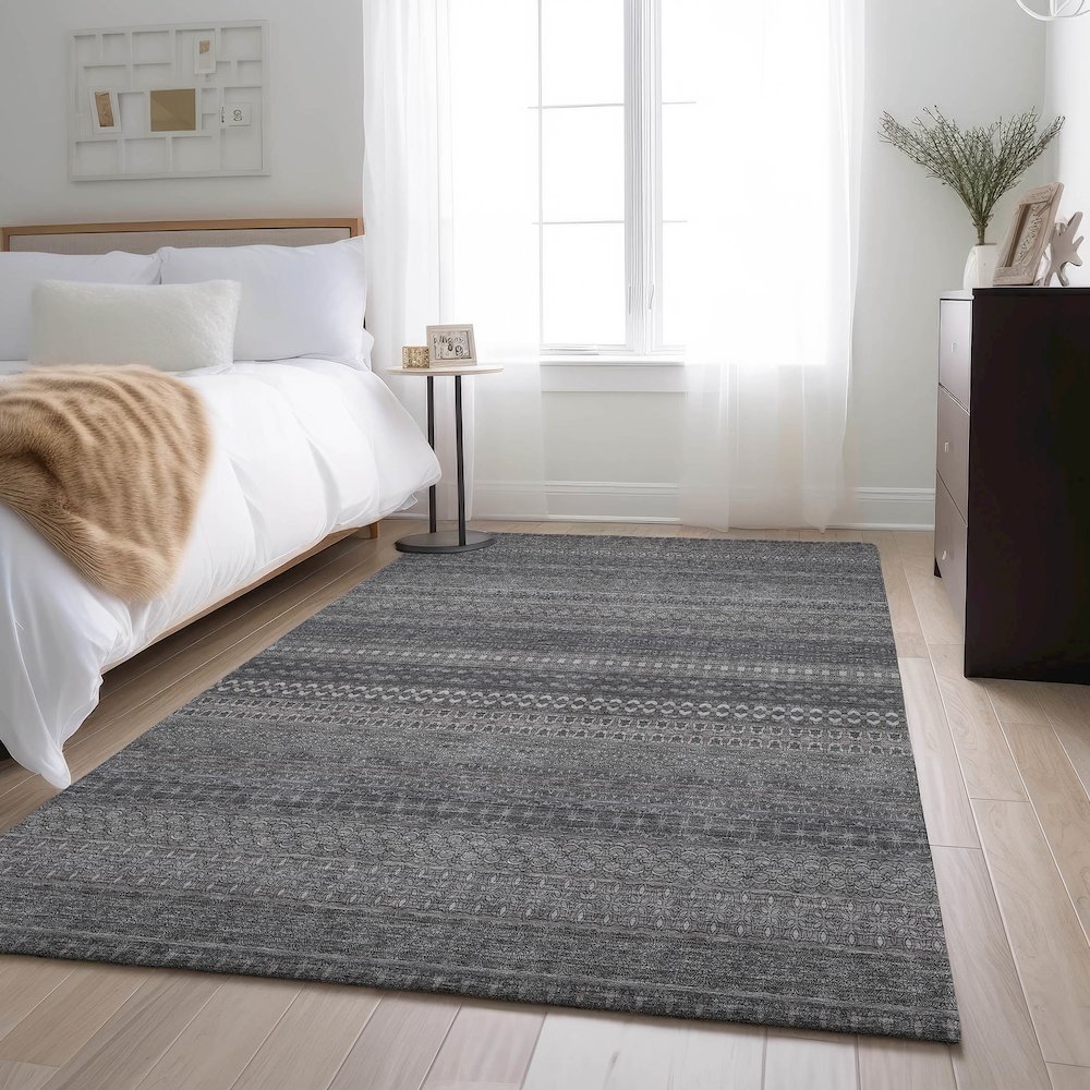 Premium Machine Washable Mayfield  Gray 5' x 7'6" Rug. Picture 5