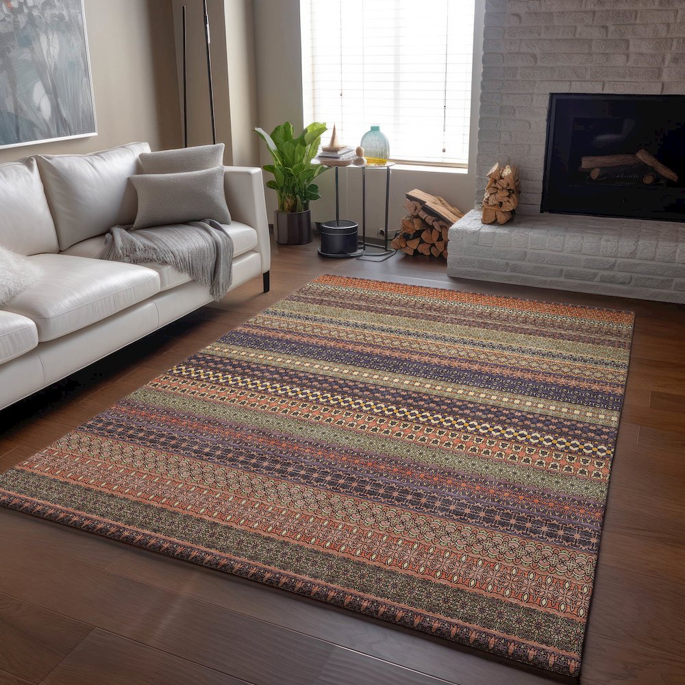 Premium Machine Washable Mayfield  Paprika 5' x 7'6" Rug. Picture 6
