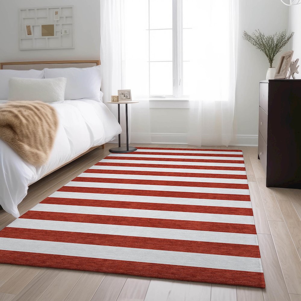 Premium Machine Washable Mayfield  Red 5' x 7'6" Rug. Picture 5
