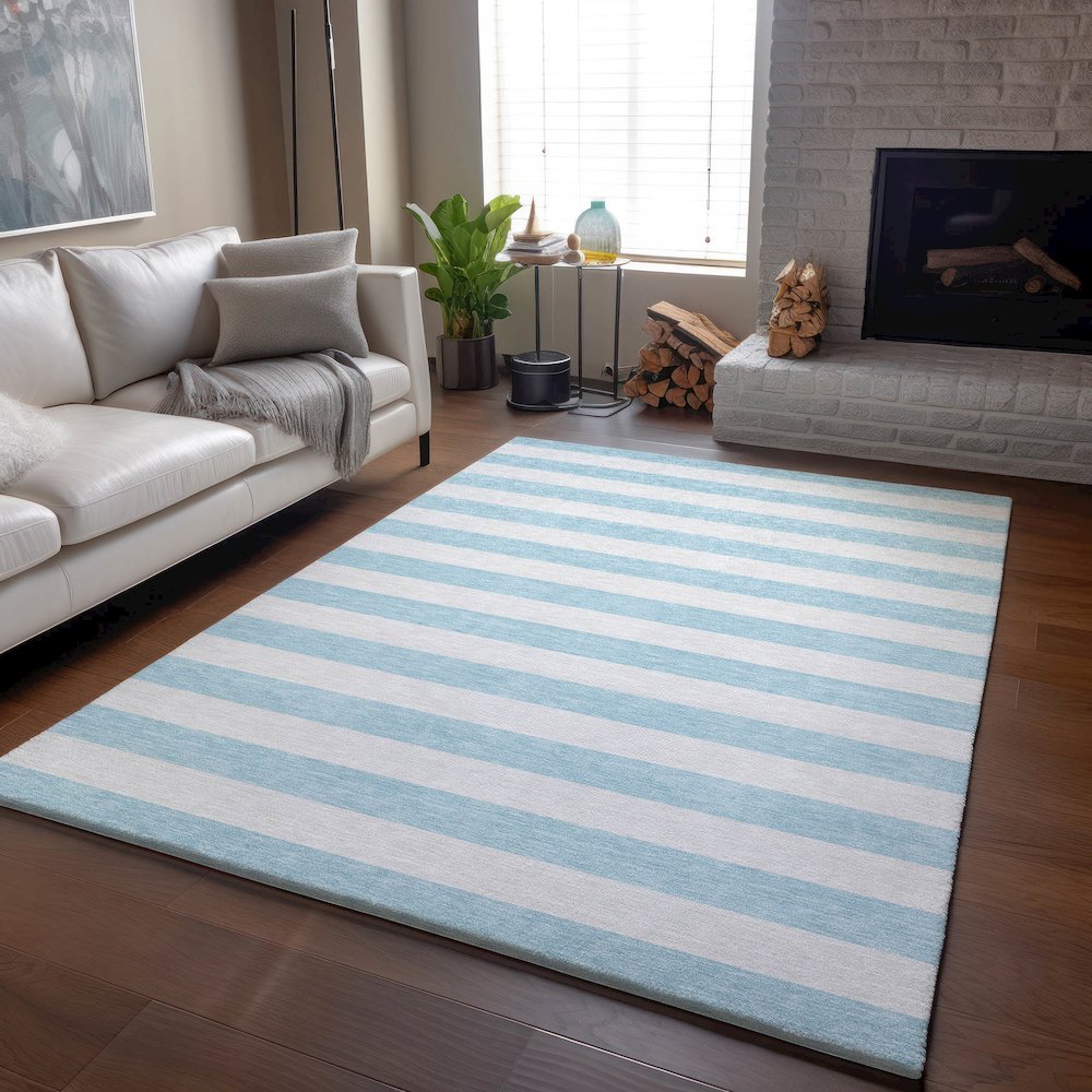 Premium Machine Washable Mayfield  Sky 5' x 7'6" Rug. Picture 6
