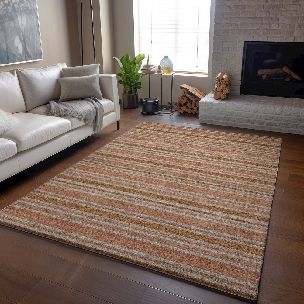 Premium Machine Washable Mayfield  Paprika 5' x 7'6" Rug. Picture 6