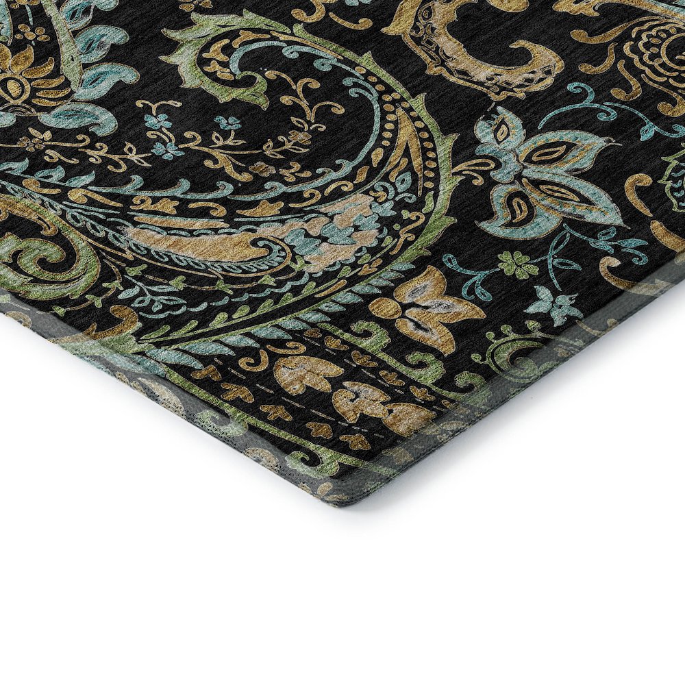 Premium Machine Washable Mayfield  Black 2'6" x 3'10" Rug. Picture 3