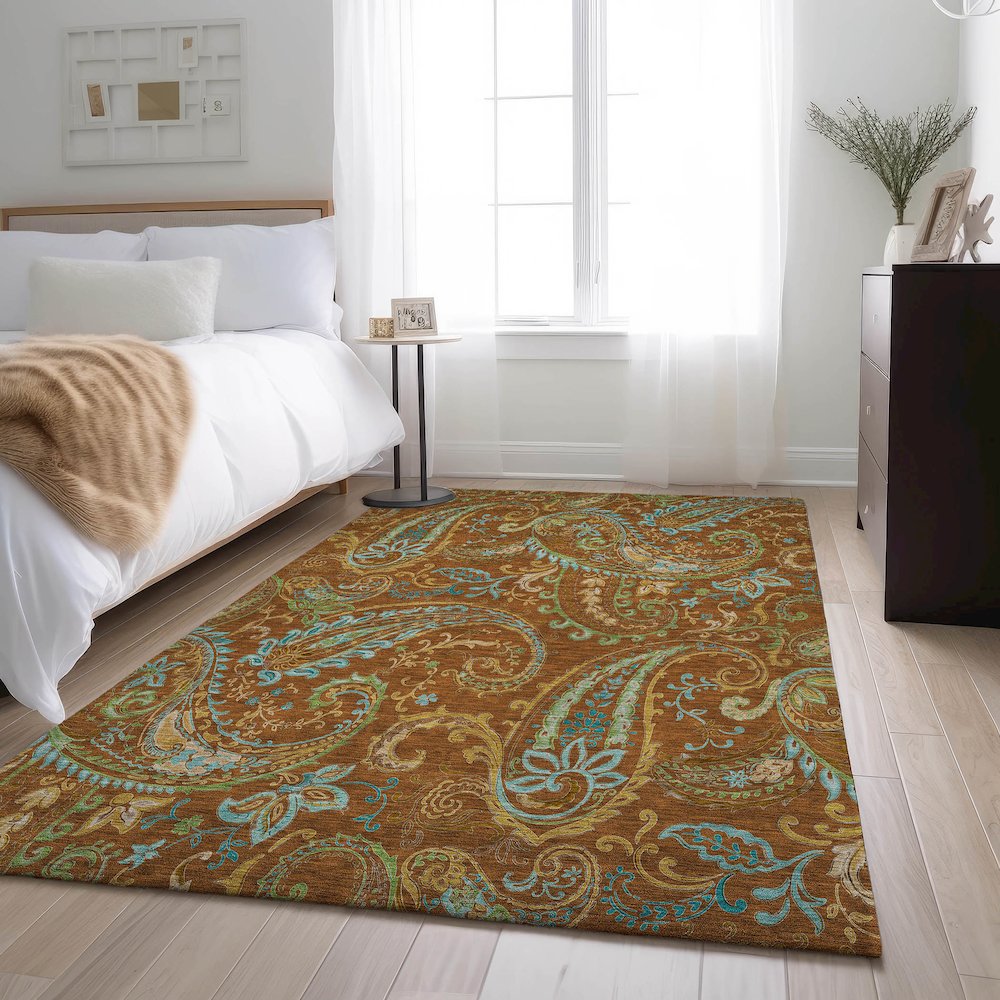 Premium Machine Washable Mayfield  Paprika 5' x 7'6" Rug. Picture 5