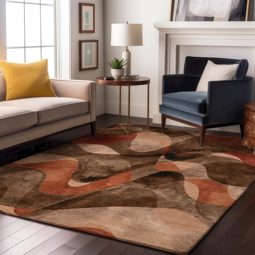 Premium Machine Washable Mayfield  Chocolate 5' x 7'6" Rug. Picture 5