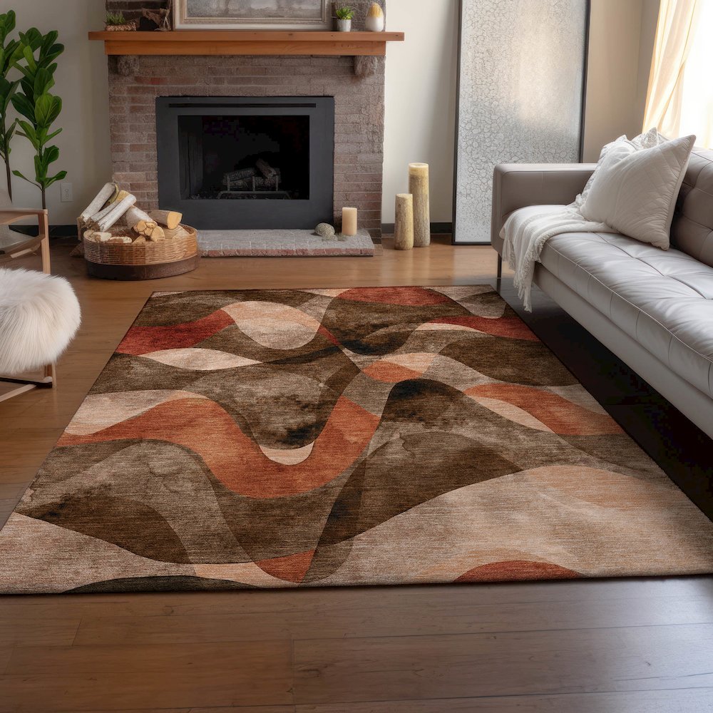 Premium Machine Washable Mayfield  Chocolate 5' x 7'6" Rug. Picture 6