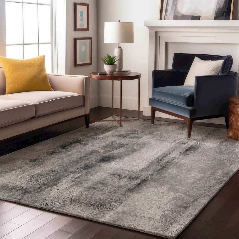 Premium Machine Washable Mayfield  Gray 5' x 7'6" Rug. Picture 5