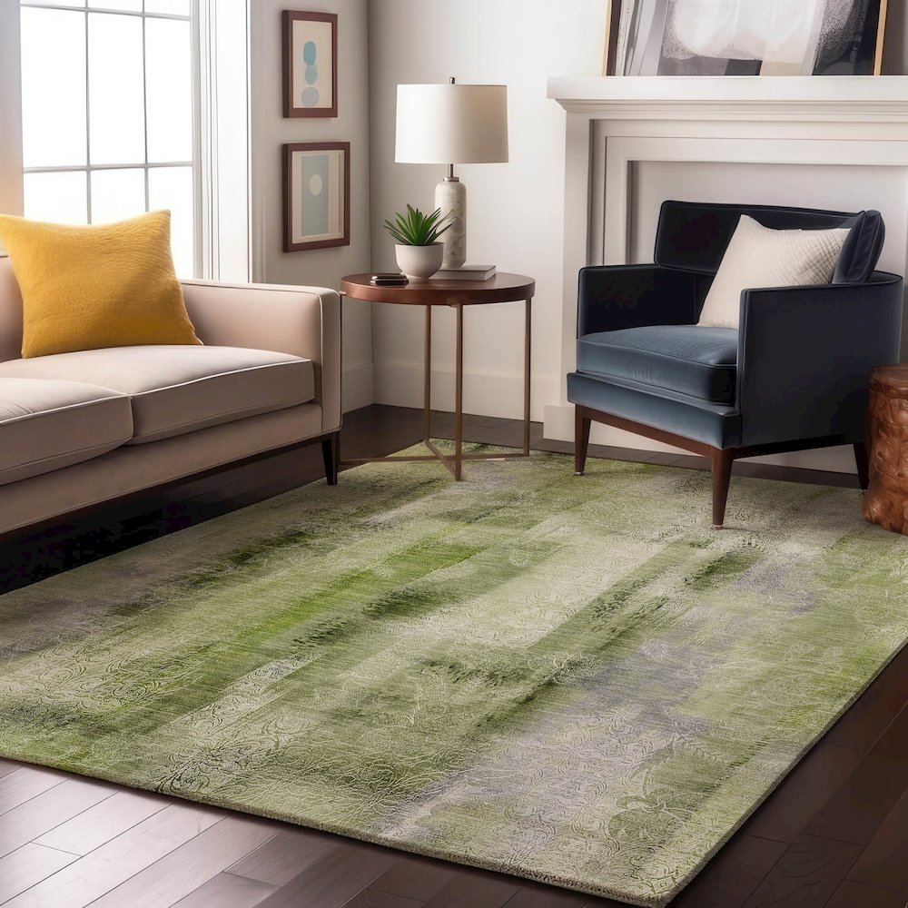 Premium Machine Washable Mayfield  Sage 5' x 7'6" Rug. Picture 5