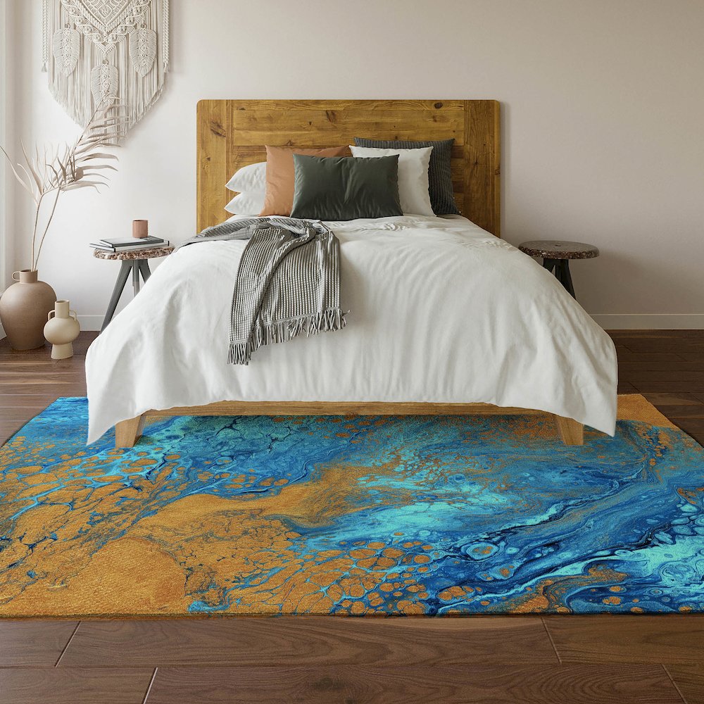Premium Machine Washable Mayfield  Cobalt 5' x 7'6" Rug. Picture 6