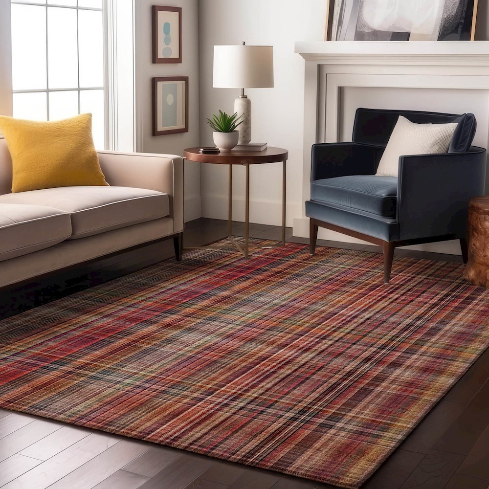 Premium Machine Washable Mayfield  Red 5' x 7'6" Rug. Picture 5