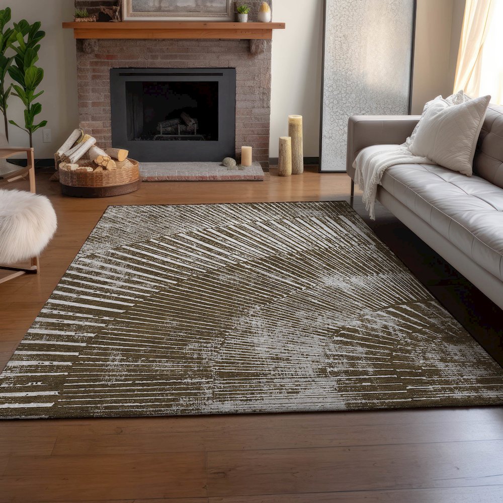 Premium Machine Washable Mayfield  Chocolate 5' x 7'6" Rug. Picture 6