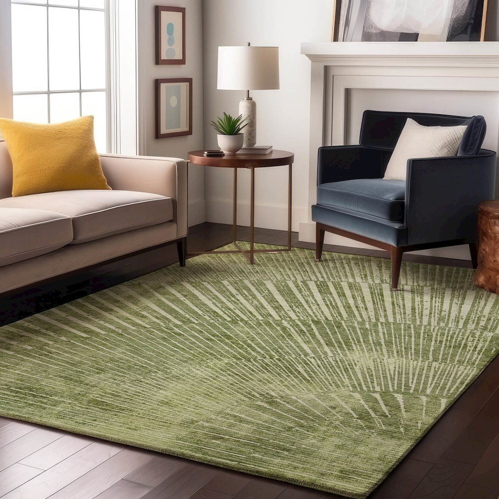 Premium Machine Washable Mayfield  Sage 5' x 7'6" Rug. Picture 5
