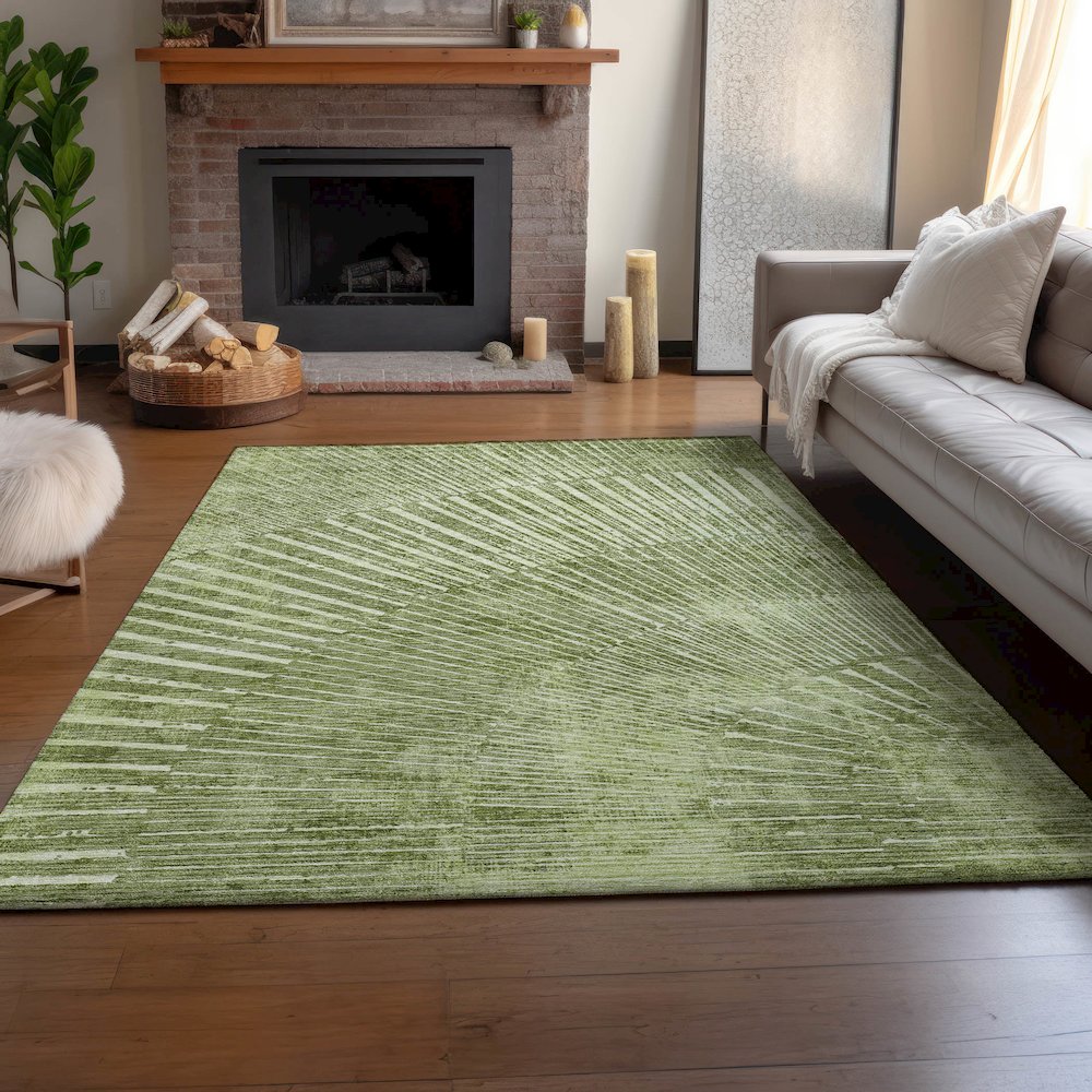 Premium Machine Washable Mayfield  Sage 5' x 7'6" Rug. Picture 6