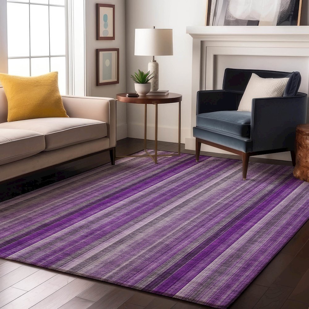 Premium Machine Washable Mayfield  Purple 5' x 7'6" Rug. Picture 5