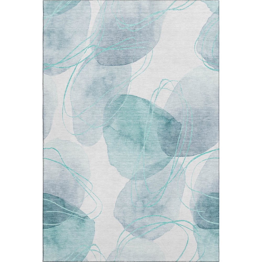 Premium Machine Washable Mayfield  Teal 5' x 7'6" Rug. Picture 1