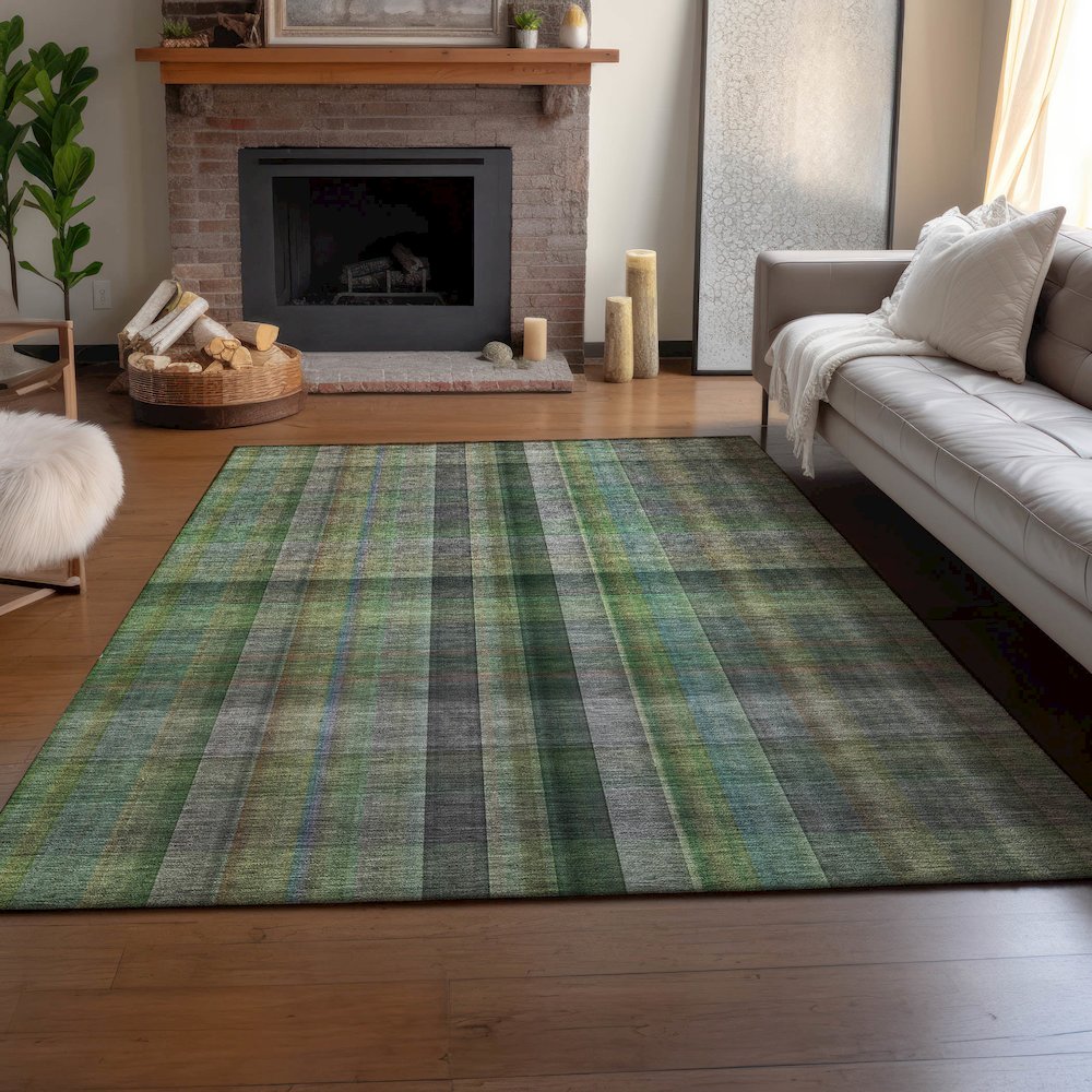 Premium Machine Washable Mayfield  Green 5' x 7'6" Rug. Picture 6