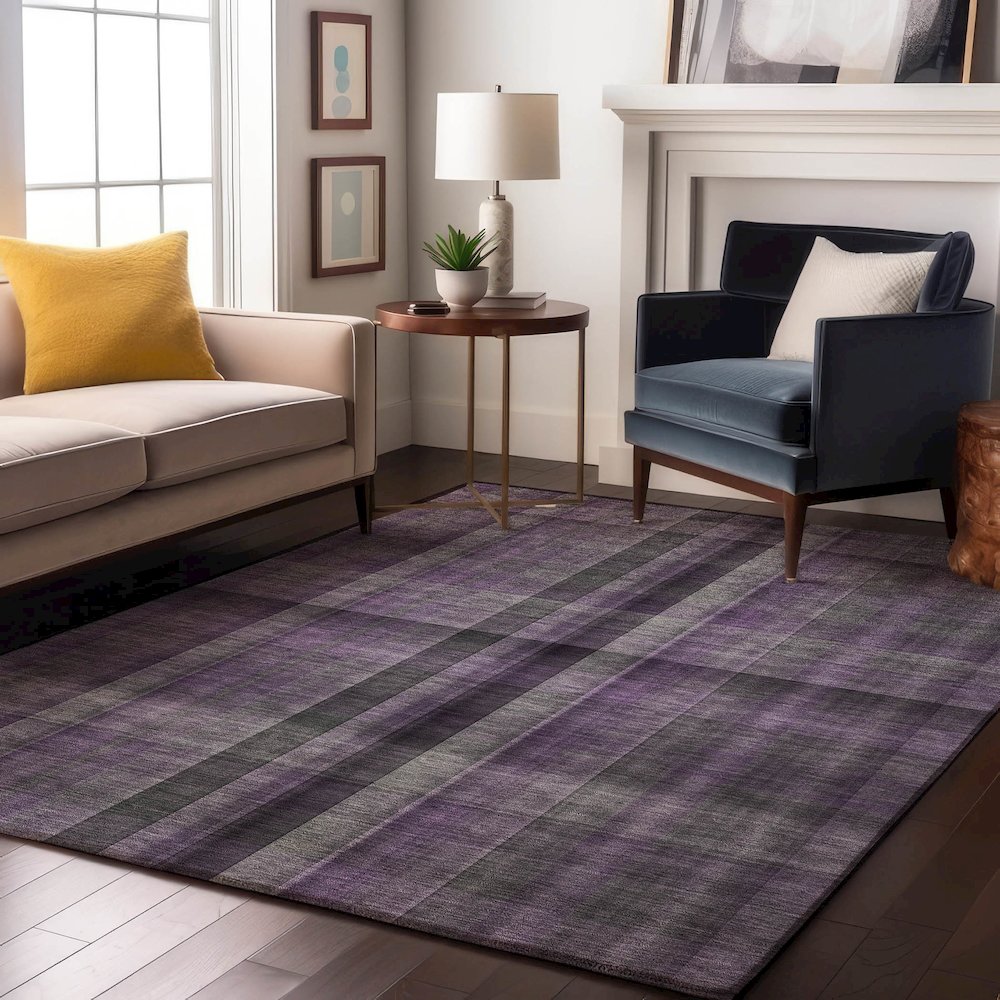 Premium Machine Washable Mayfield  Purple 5' x 7'6" Rug. Picture 5