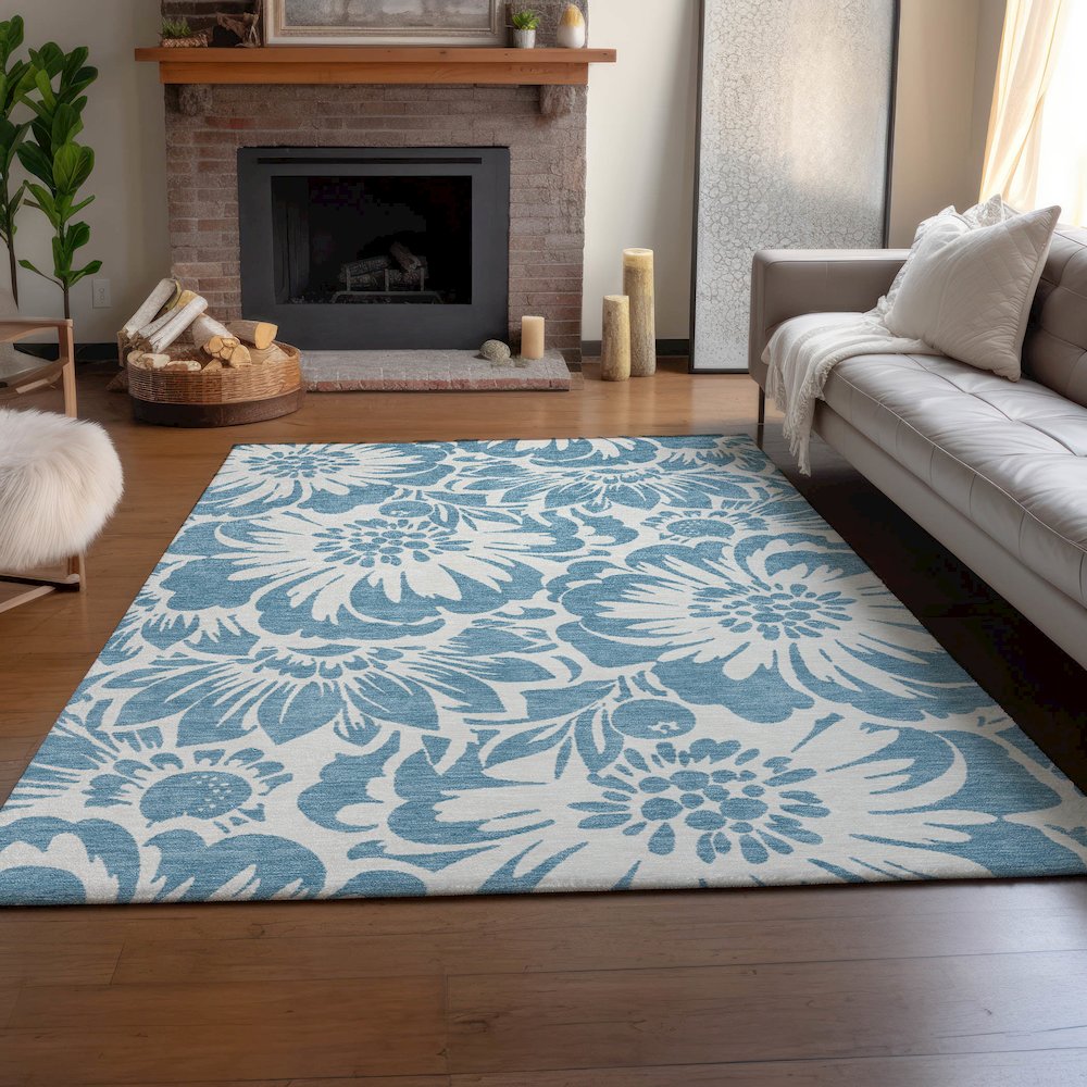Premium Machine Washable Mayfield  Denim 5' x 7'6" Rug. Picture 6