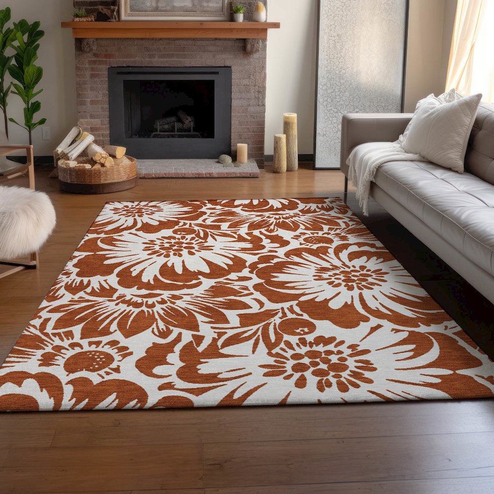Premium Machine Washable Mayfield  Paprika 5' x 7'6" Rug. Picture 6
