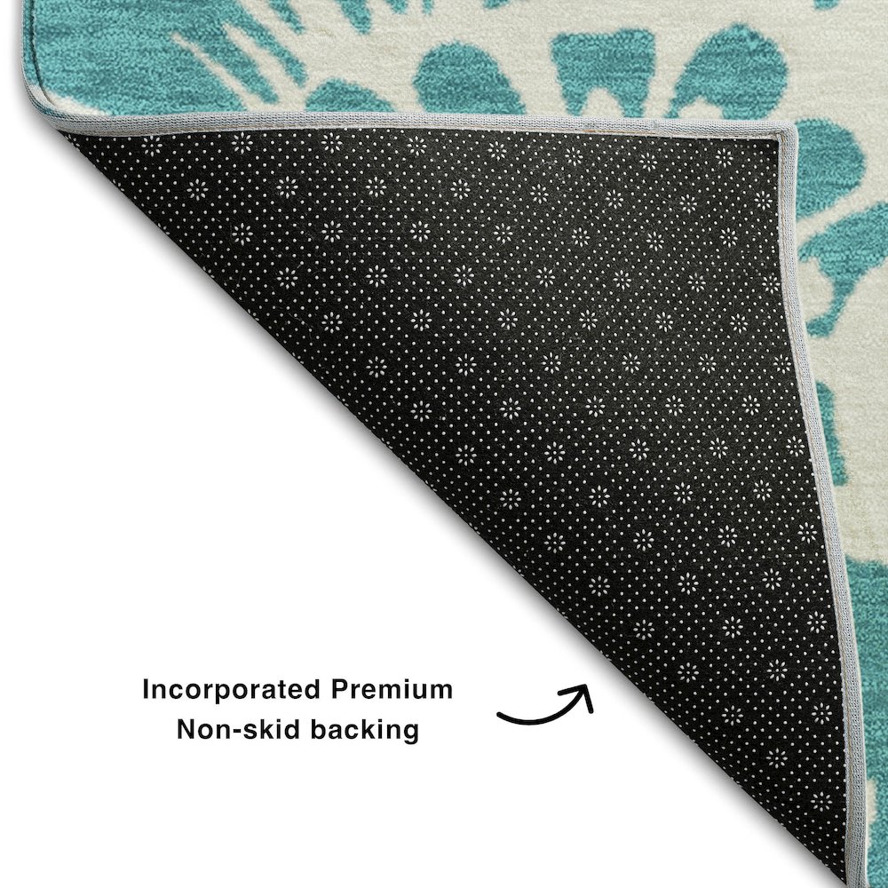 Premium Machine Washable Mayfield  Teal 2'6" x 3'10" Rug. Picture 2