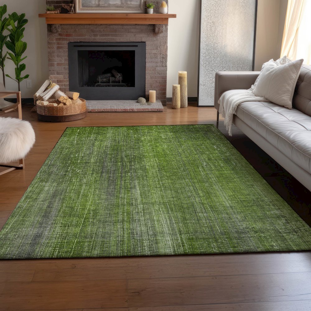 Premium Machine Washable Mayfield  Green 5' x 7'6" Rug. Picture 6